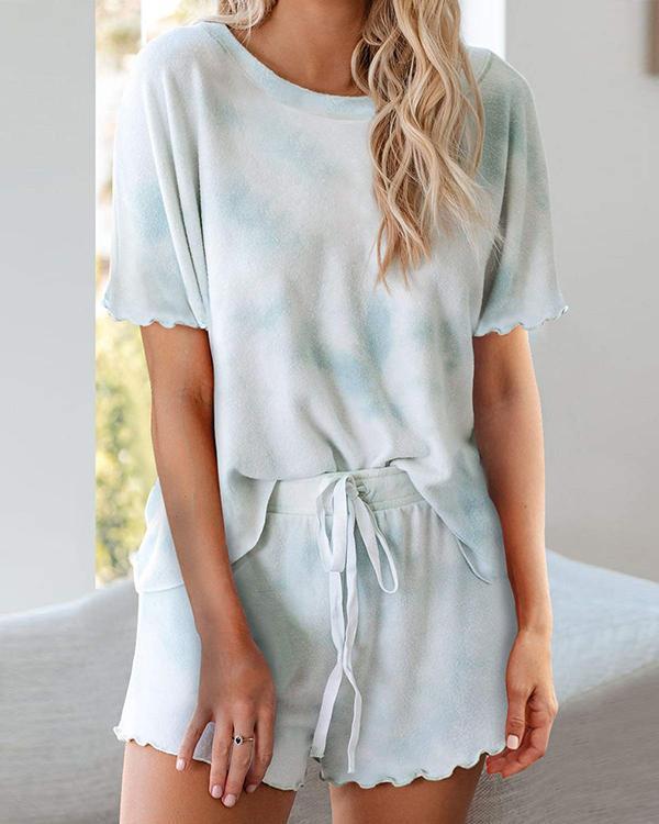 Printed Ruffle Soft Top and Pants PJ Set Nightwear Sleepwear Loungewear