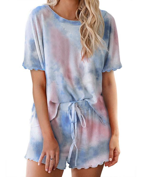 Printed Ruffle Soft Top and Pants PJ Set Nightwear Sleepwear Loungewear