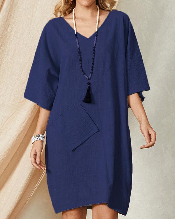 Casual Linen Pocket Dress