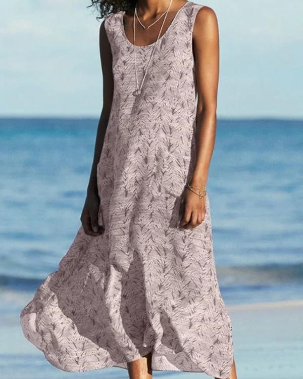 Casual Floral Tunic Round Neckline Shift Dress