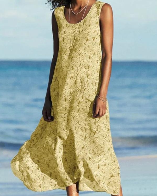 Casual Floral Tunic Round Neckline Shift Dress